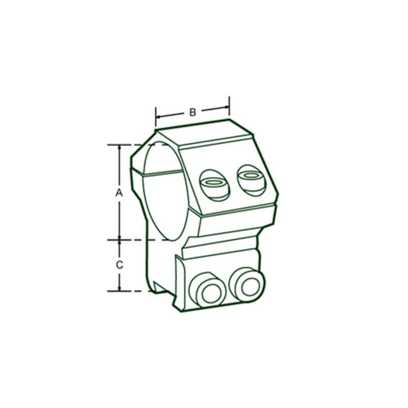 Leapers UTG Accushot 1” .22 3/8 Dovetail Airgun Rings  - Dimensions