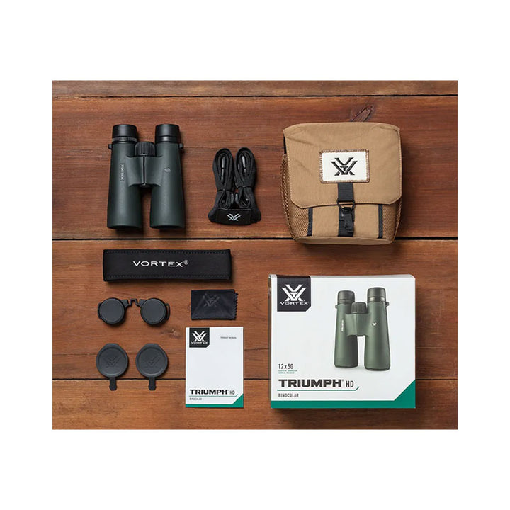 Vortex Triumph HD 12x50 Binoculars whats the box