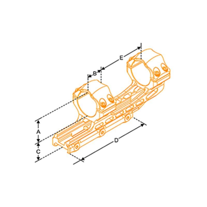 Leapers UTG 34mm Offset Picatinny Ring Mount Dimensions