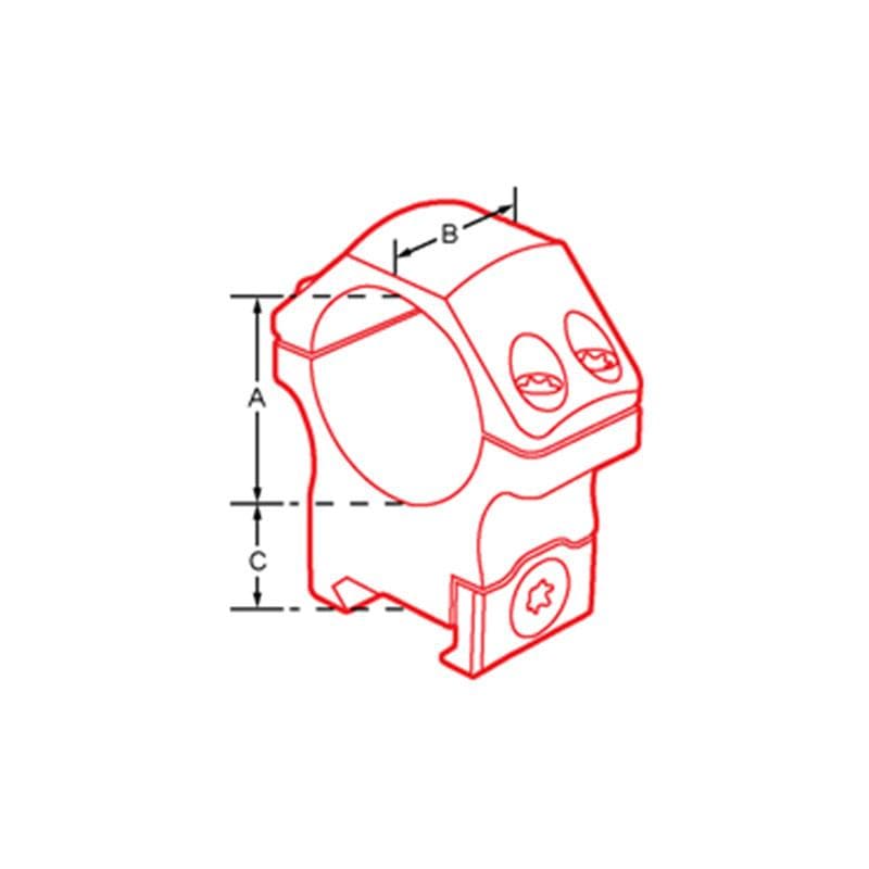 Leapers UTG Pro 1” Picatinny Riflescope Rings - Dimensions