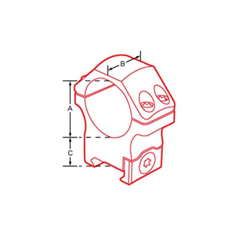 Leapers UTG Pro 30mm Picatinny Riflescope Rings - Dimensions