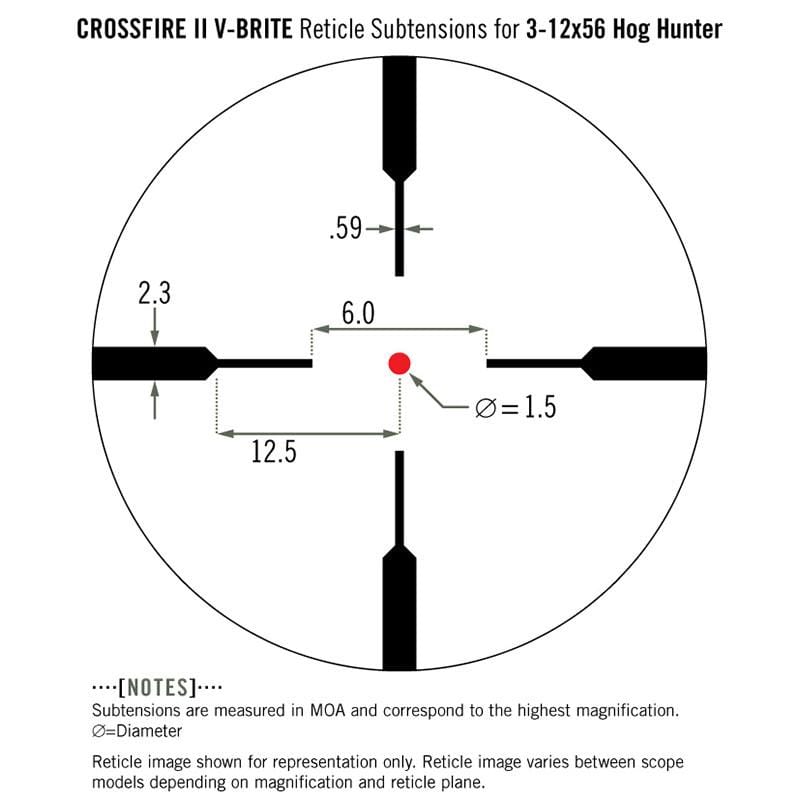 Vortex Crossfire II 3-12x56 AO Hog Hunter Riflescope IR V-Brite Reticle subtensions