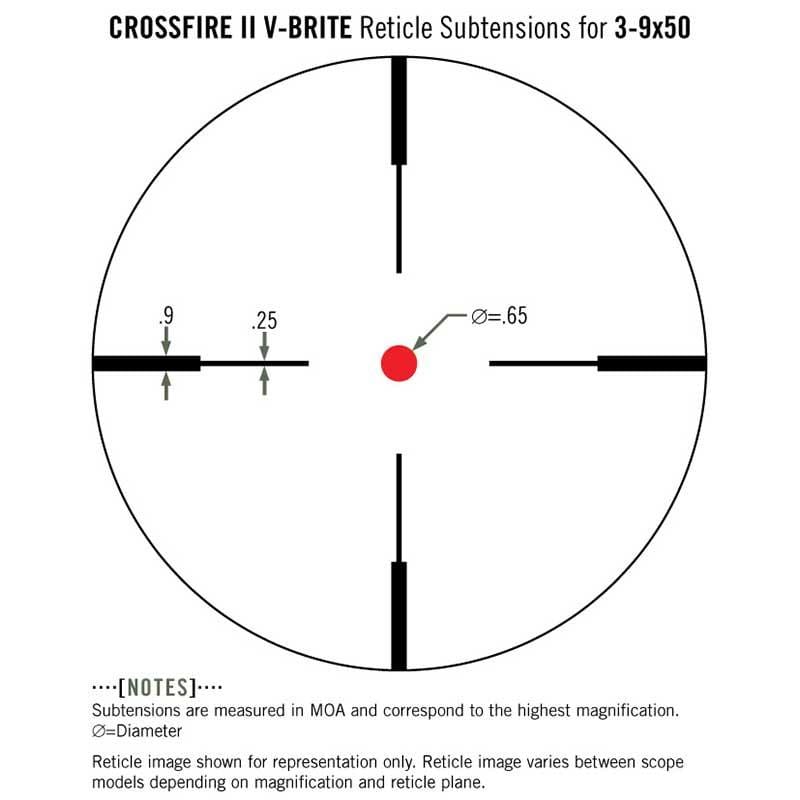 Vortex Crossfire II 3-9x50 Riflescope V-Brite Illuminated Reticle subtensions