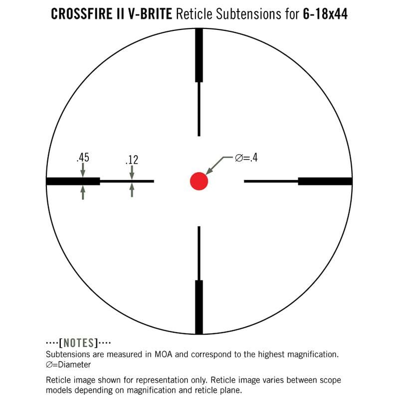 Vortex Crossfire II 6-18x44 AO Riflescope IR V-Brite Reticle subtensions