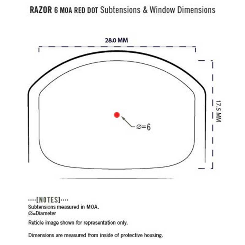 Vortex Razor 6 MOA Red Dot Sight reticle subtensions