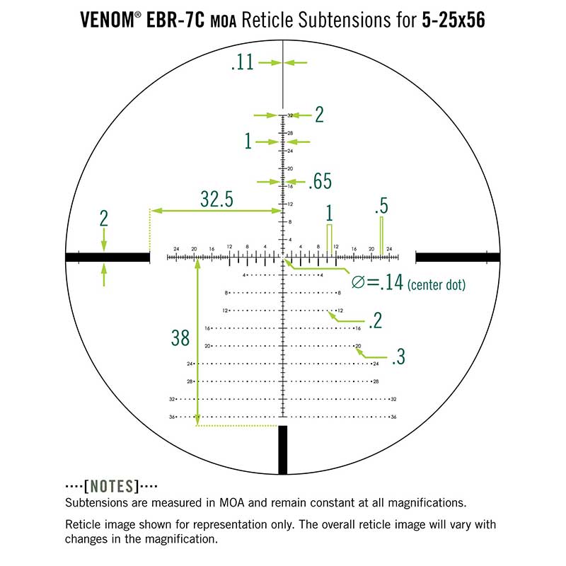 Vortex Venom EBR-7C MOA Reticle sub tensions