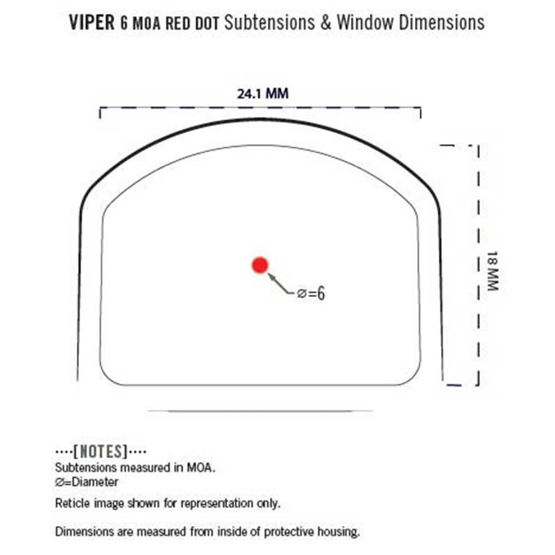 Vortex Viper 6 MOA Red Dot Sight subtensions