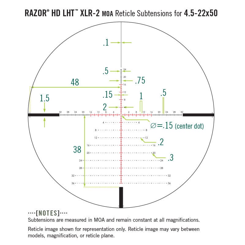 Vortex XLR 2 MOA Reticle subtensions